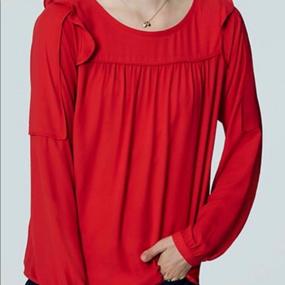 NWOT Loft Long Sleeve Ruffle Blouse
